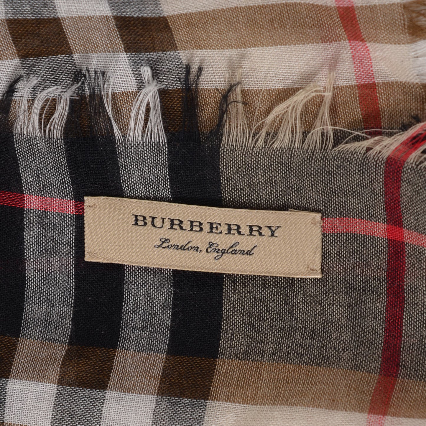 Wool Silk Gauze Vintage Check Lightweight Scarf Mahogany