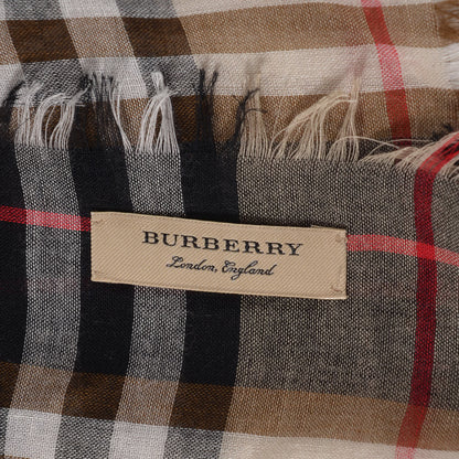 Burberry Wool Silk Gauze Vintage Check Lightweight Scarf Mahogany 3 of 4