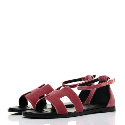 Hermes Velvet Santorini Sandals 38 Bois De Rose 3 of 8