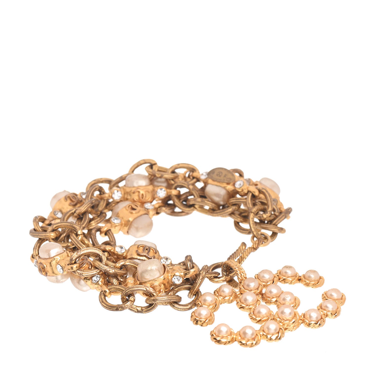 Chanel Pearl Crystal CC Bracelet Gold 1 of 4