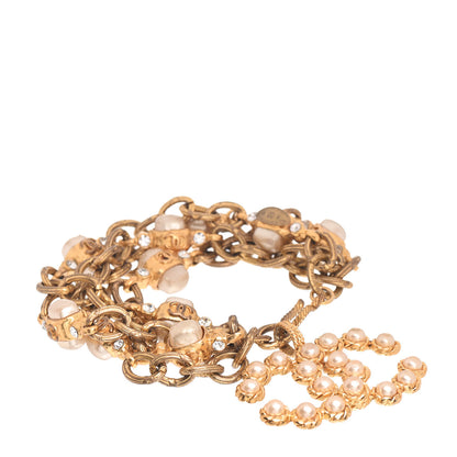 Chanel Pearl Crystal CC Bracelet Gold 1 of 4
