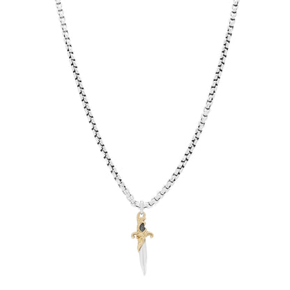 David Yurman Sterling Silver 18K Yellow Gold Waves Dagger Amulet Pendant Necklace 1 of 5