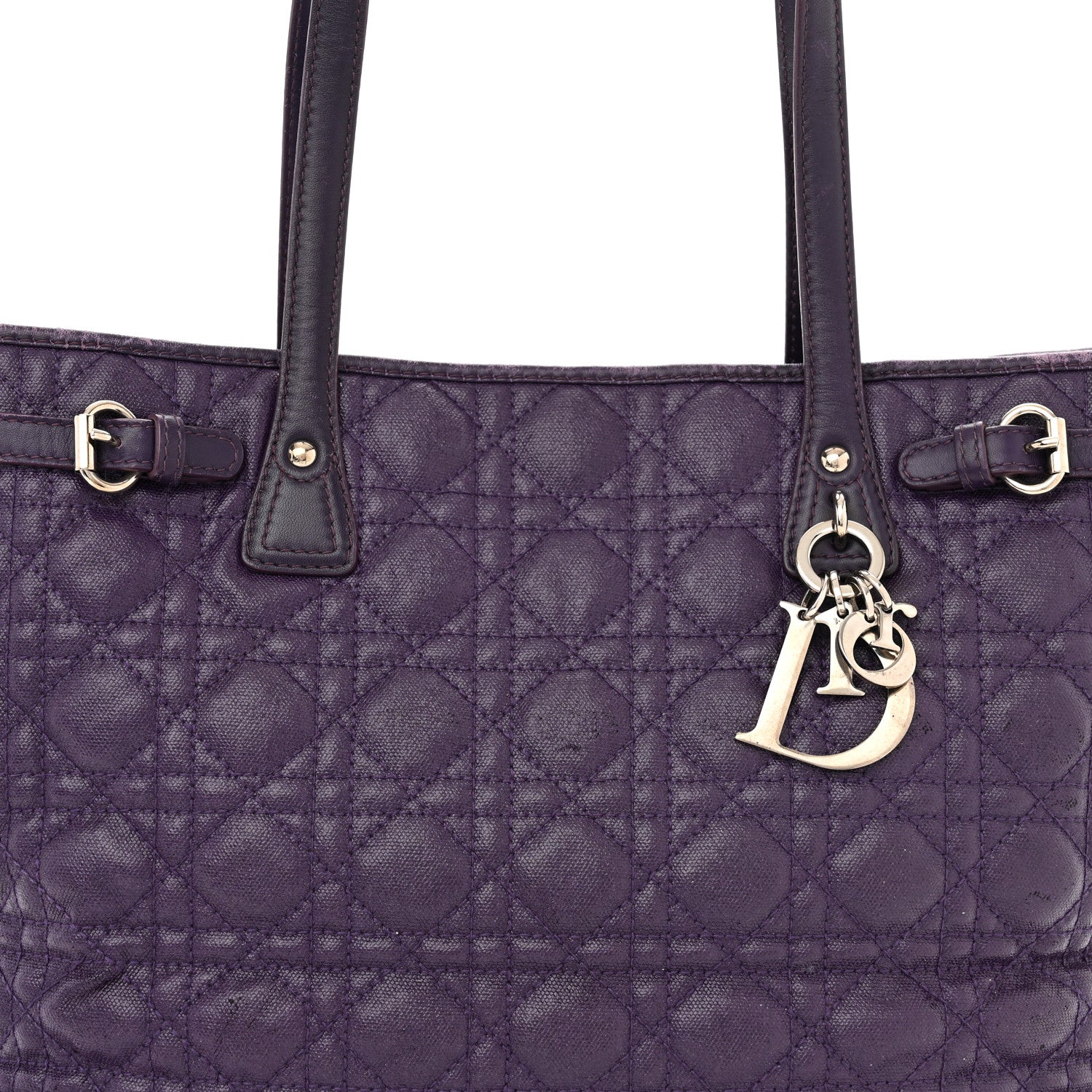 Christian Dior Coated Canvas Cannage Medium Panarea Tote Purple 8 of 20