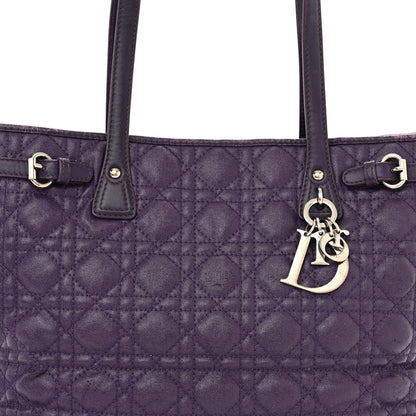Christian Dior Coated Canvas Cannage Medium Panarea Tote Purple 8 of 20