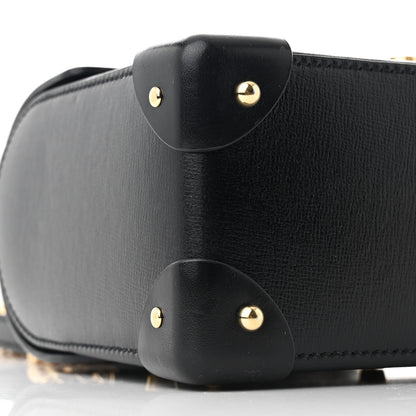 Gucci Calfskin Small Padlock Bamboo Shoulder Bag Black 9 of 12