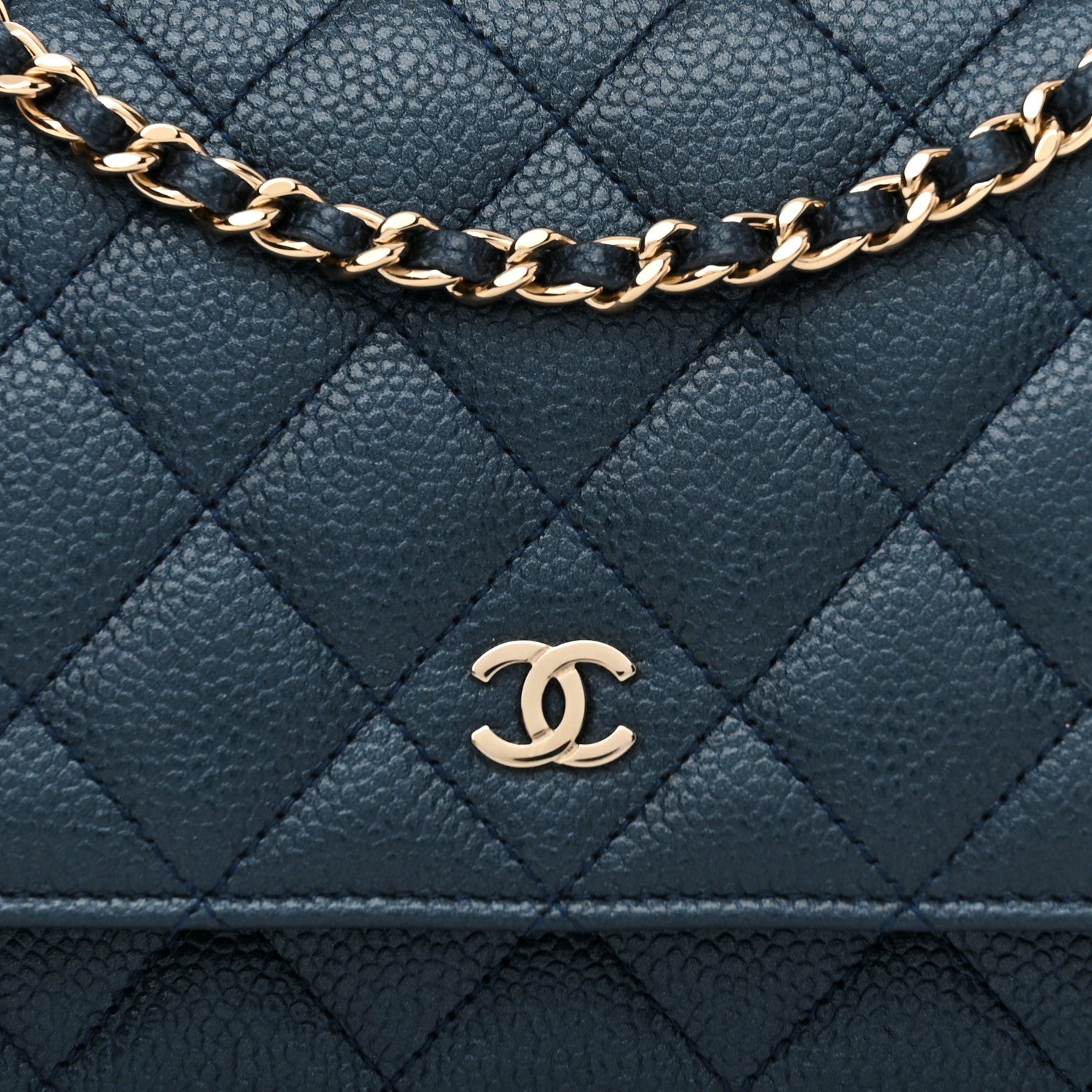 Chanel Iridescent Caviar Quilted Wallet on Chain WOC Blue 9 of 11
