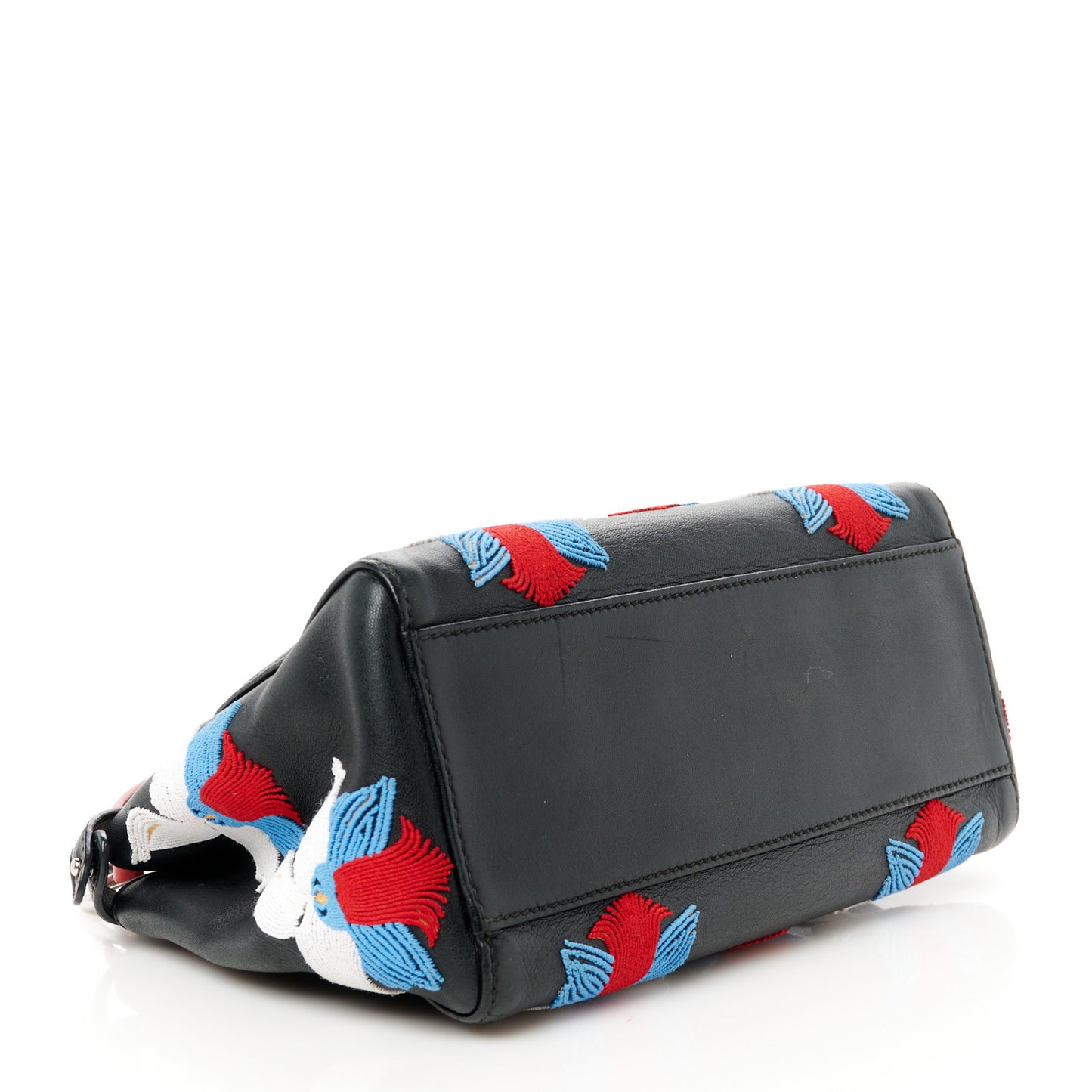 Nappa Orchid Embroidered Mini Peekaboo Iconic Satchel Black