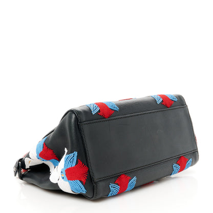 Fendi Nappa Orchid Embroidered Mini Peekaboo Iconic Satchel Black 4 of 11