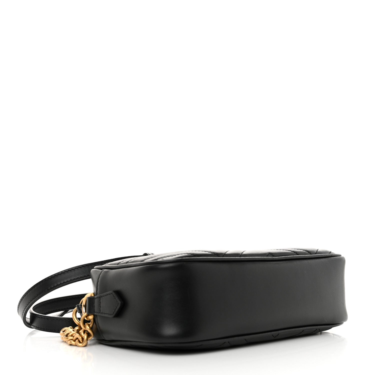 Gucci Calfskin Matelasse Small GG Marmont Chain Shoulder Bag Black 3 of 11