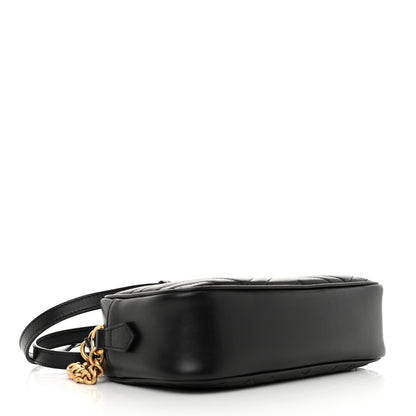 Gucci Calfskin Matelasse Small GG Marmont Chain Shoulder Bag Black 3 of 11