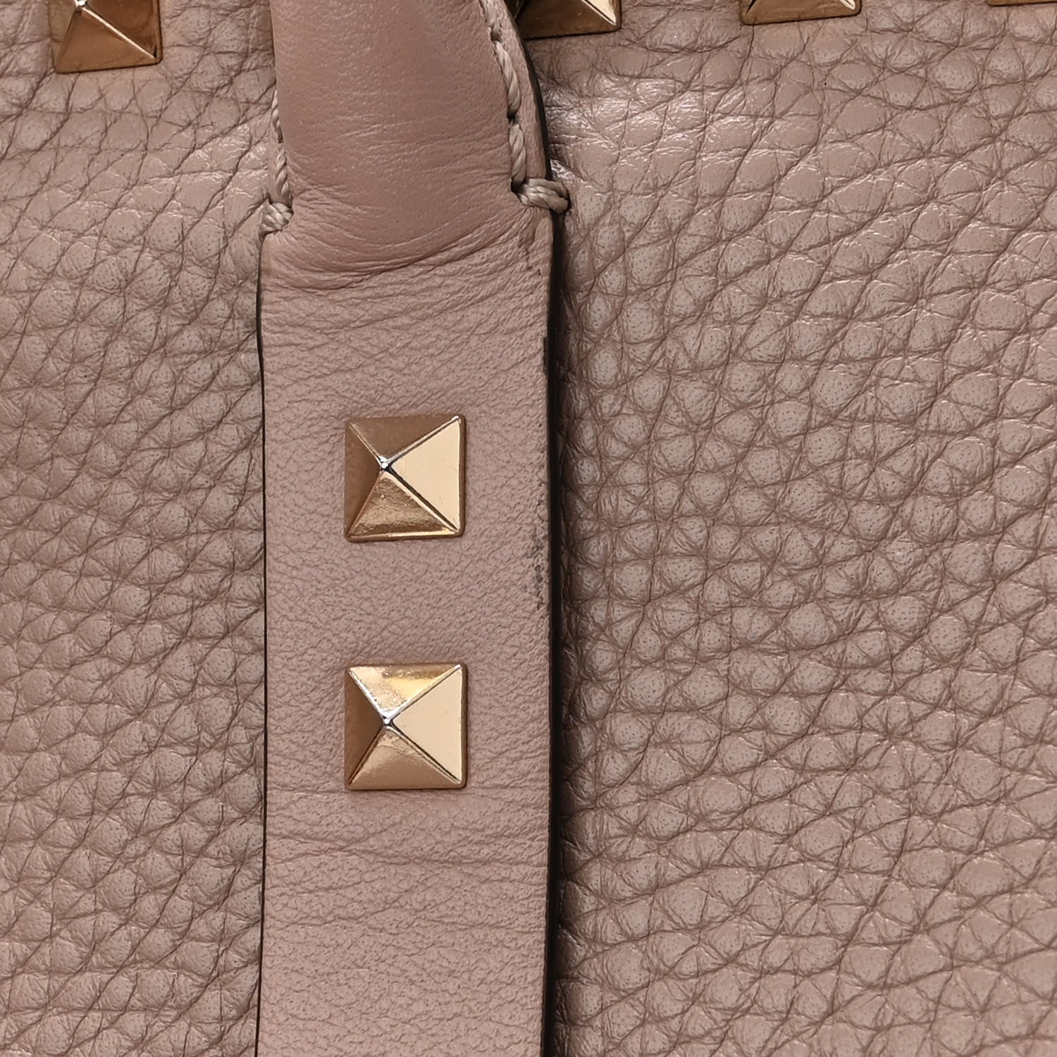 Valentino Garavani Pebbled Calfskin Small Rockstud Double Handle Bag Poudre 14 of 15
