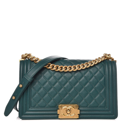Chanel Caviar Quilted Medium Boy Flap Dark Green 1 of 9