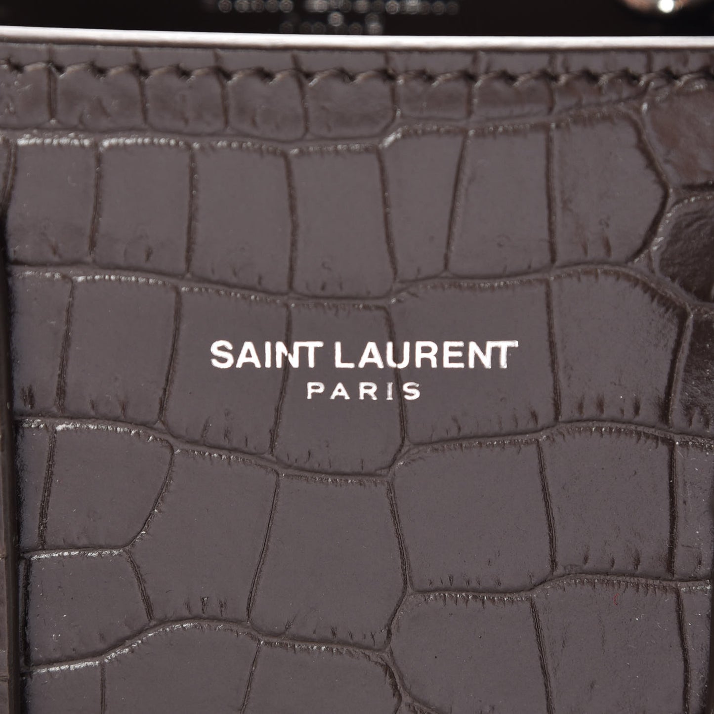 Calfskin Crocodile Embossed Nano Sac De Jour Dark Brown