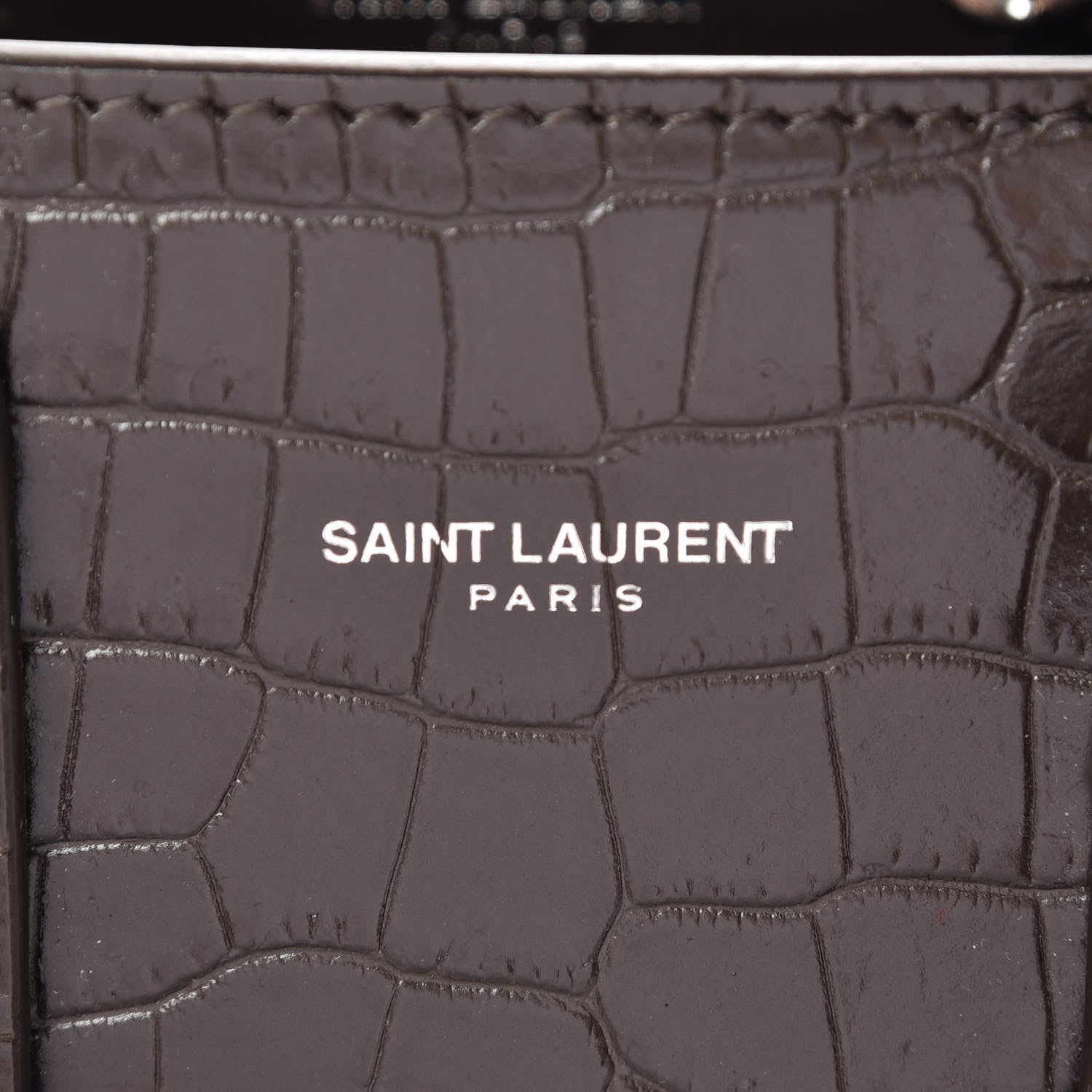 Saint Laurent Calfskin Crocodile Embossed Nano Sac De Jour Dark Brown 7 of 10