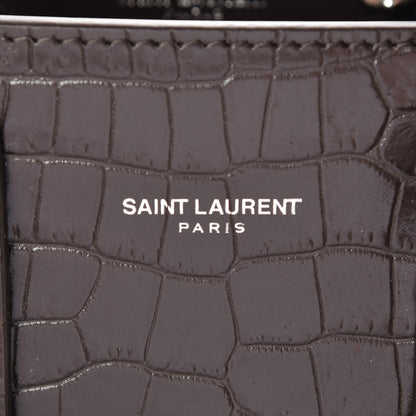 Saint Laurent Calfskin Crocodile Embossed Nano Sac De Jour Dark Brown 7 of 10
