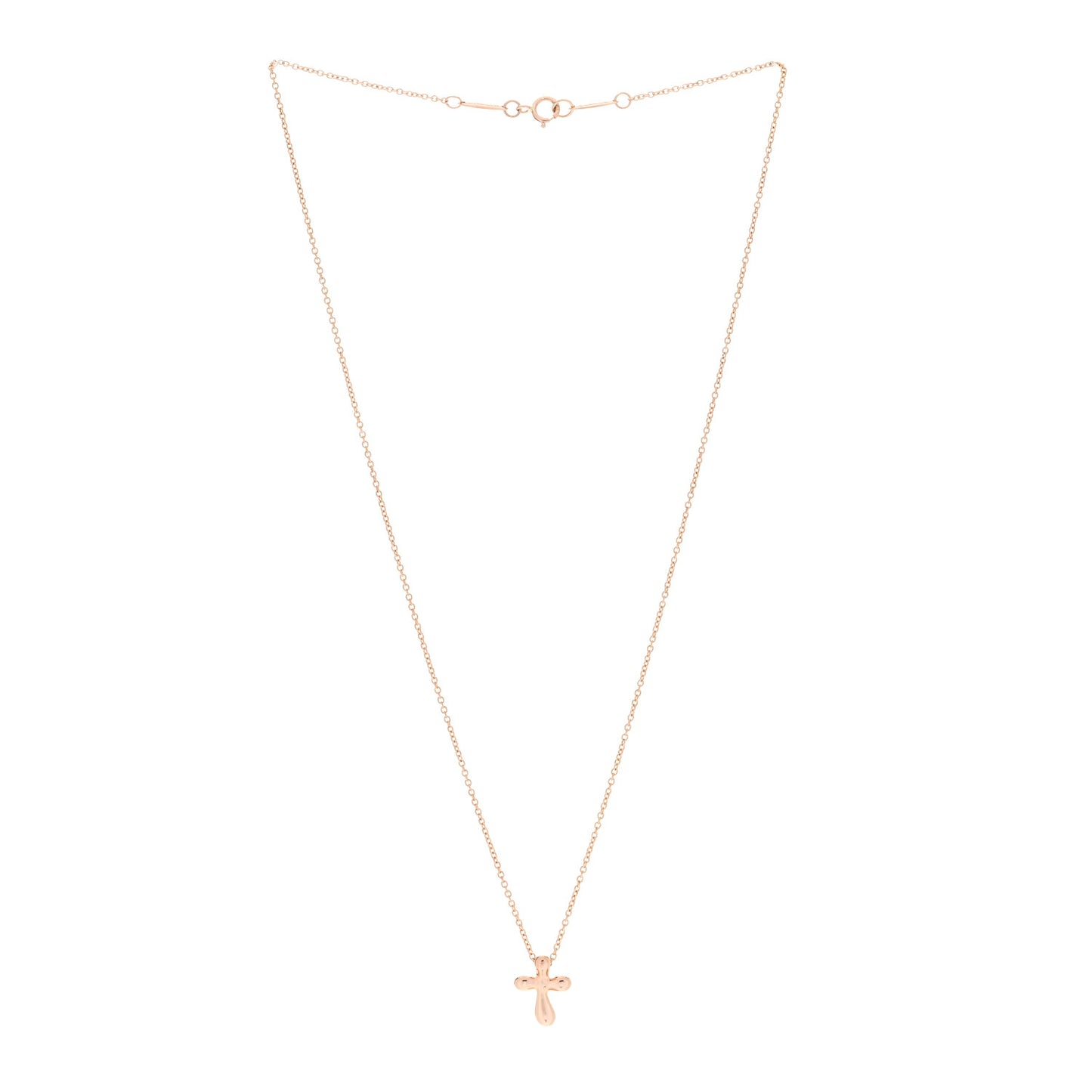 18K Rose Gold 12mm Elsa Peretti Cross Pendant Necklace
