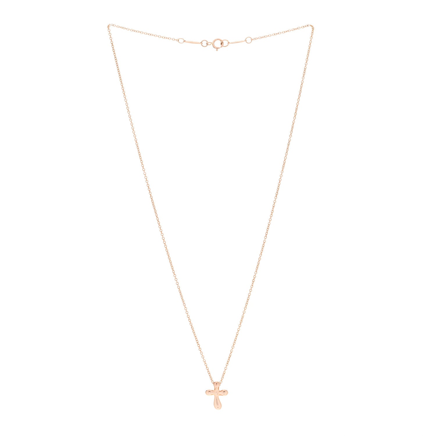 Tiffany 18K Rose Gold 12mm Elsa Peretti Cross Pendant Necklace 2 of 5