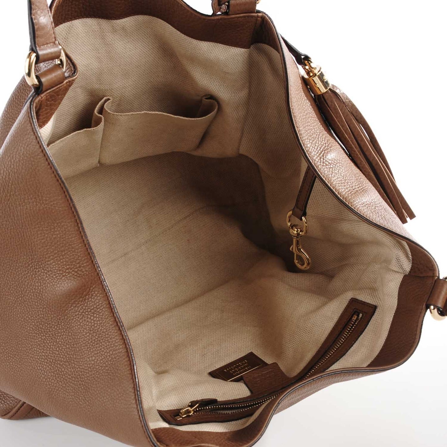 Pebbled Calfskin Medium Soho Shoulder Bag Brown