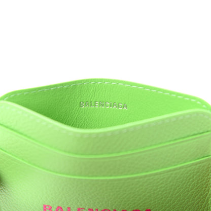 Balenciaga Grained Calfskin Logo Cash Rounded Card Holder Light Green Fuchsia 6 of 8