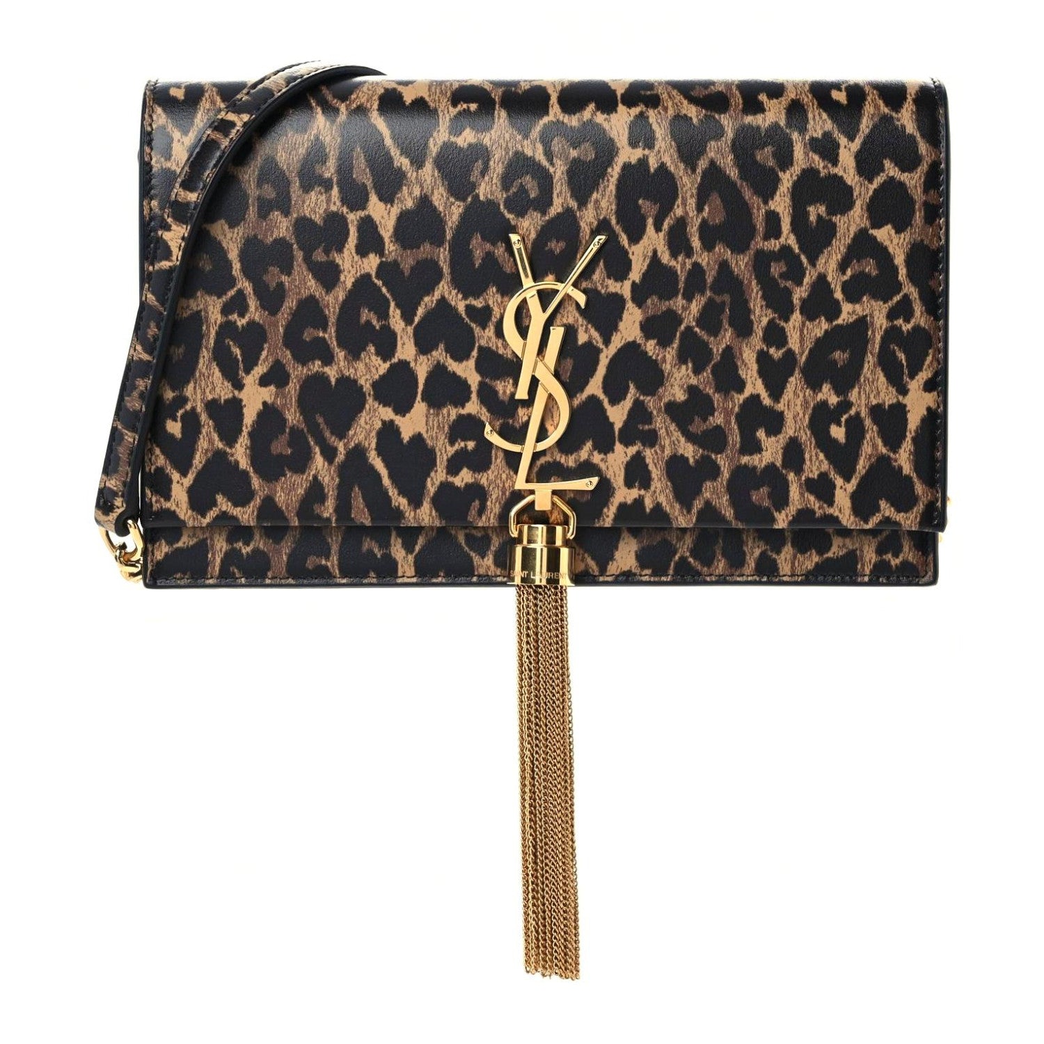 Saint Laurent Calfskin Heart Leopard Print Classic Monogram Kate Tassel Satchel Toffee 1 of 8