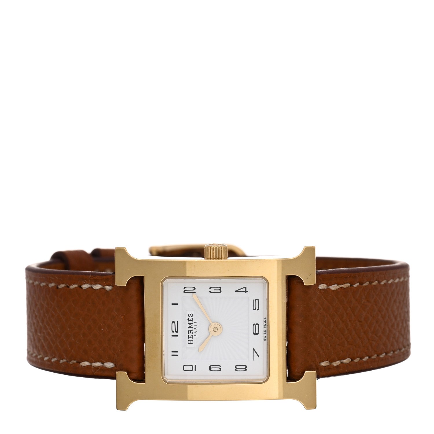 Hermes Stainless Steel Epsom 21mm Heure H Hour Quartz Watch Gold 2 of 5