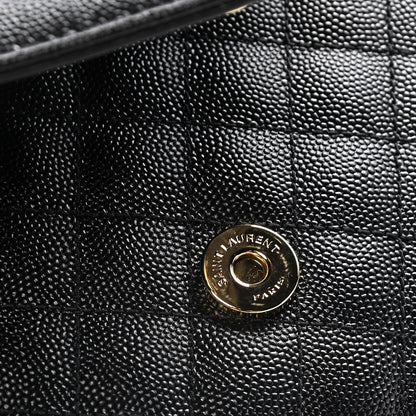 Saint Laurent Grain De Poudre Textured Mixed Matelasse Triquilt Medium Monogram Satchel Black 14 of 17