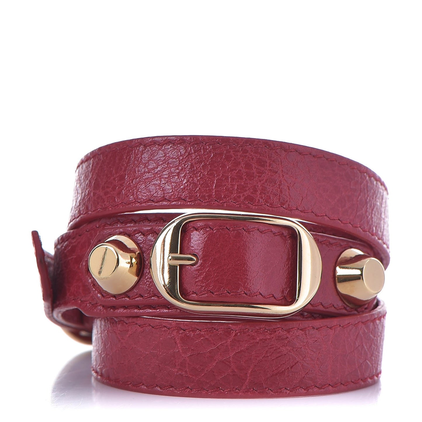 Agneau Classic Gold Hardware Triple Tour M Bracelet Rouge Sapphire