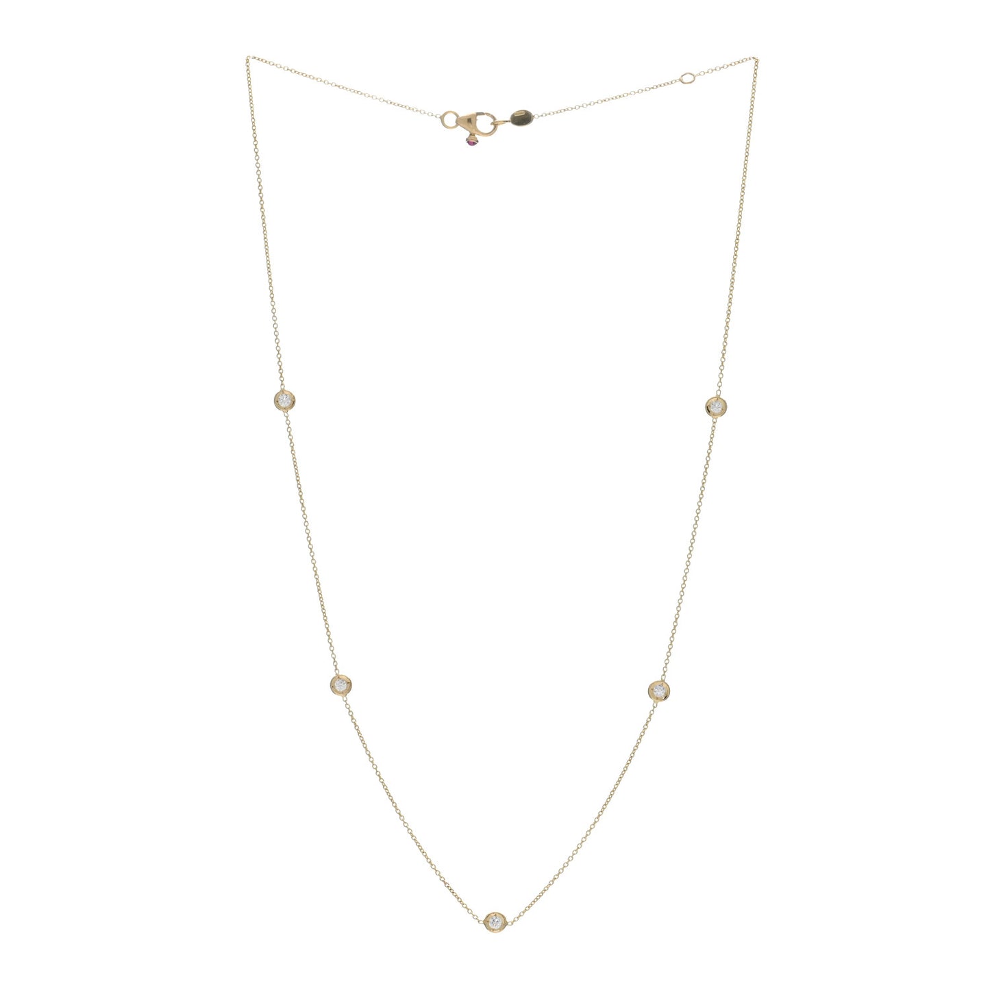 18K Yellow Gold Diamond .23ctw Diamonds By The Inch Five Station Necklace