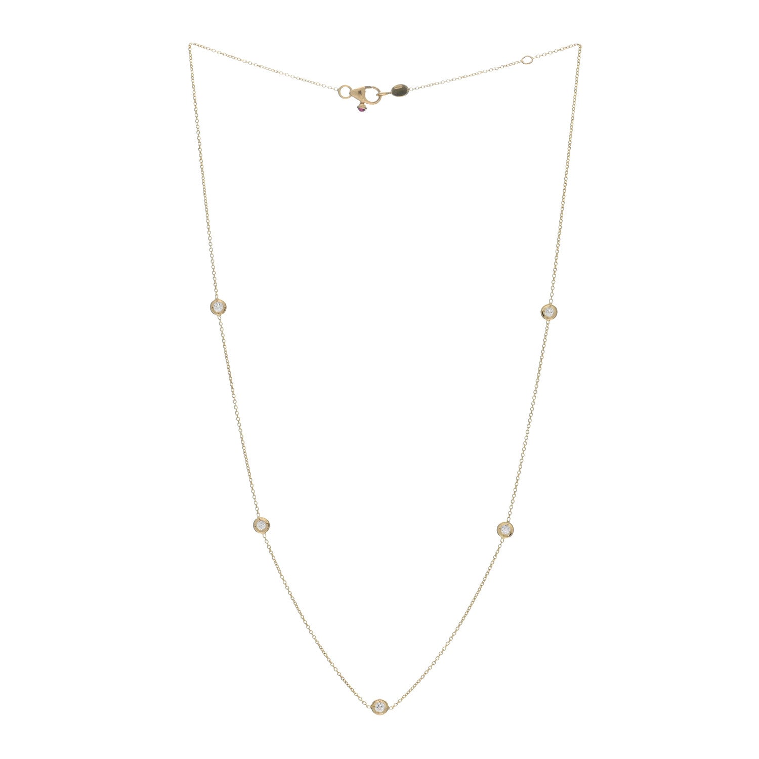 Roberto Coin 18K Yellow Gold Diamond .23ctw Diamonds By The Inch Five Station Necklace 2 of 4