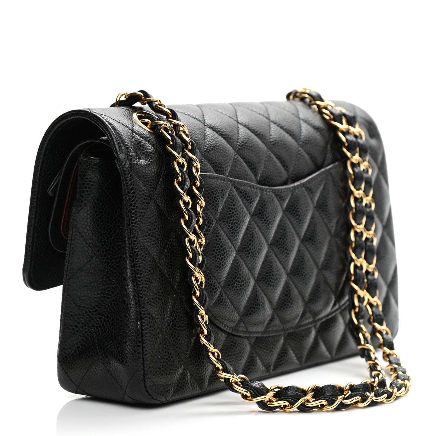 Caviar Quilted Medium Double Flap Black