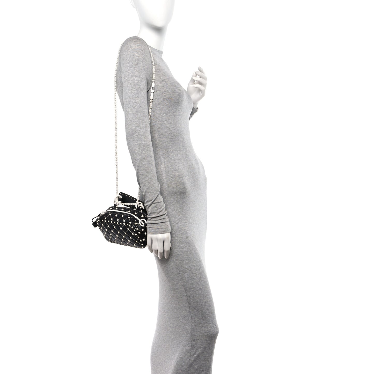 Lambskin Free Rockstud Spike Camera Bag Black