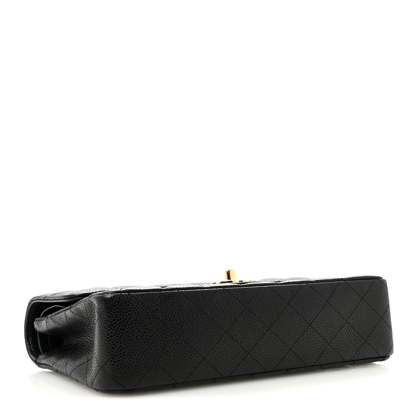 Caviar Quilted Medium Double Flap Black Black