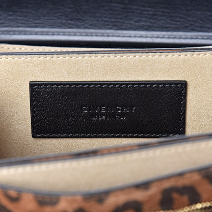 Givenchy Calfskin Suede Leopard Print Small GV3 Shoulder Bag Black Chestnut 7 of 9