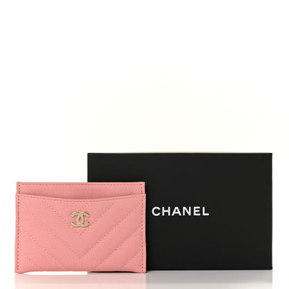 Chanel Caviar Chevron Quilted Card Holder Pink 11 of 11