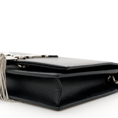 Saint Laurent Grain De Poudre Classic Monogram Kate Tassel Chain Wallet Black 10 of 10