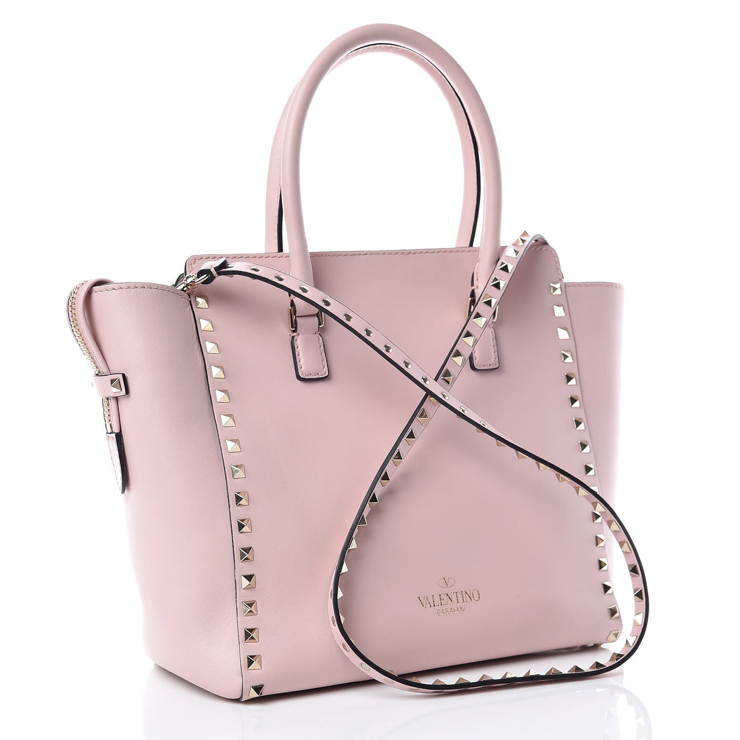 Vitello Rockstud Double Handle Tote Water Rose