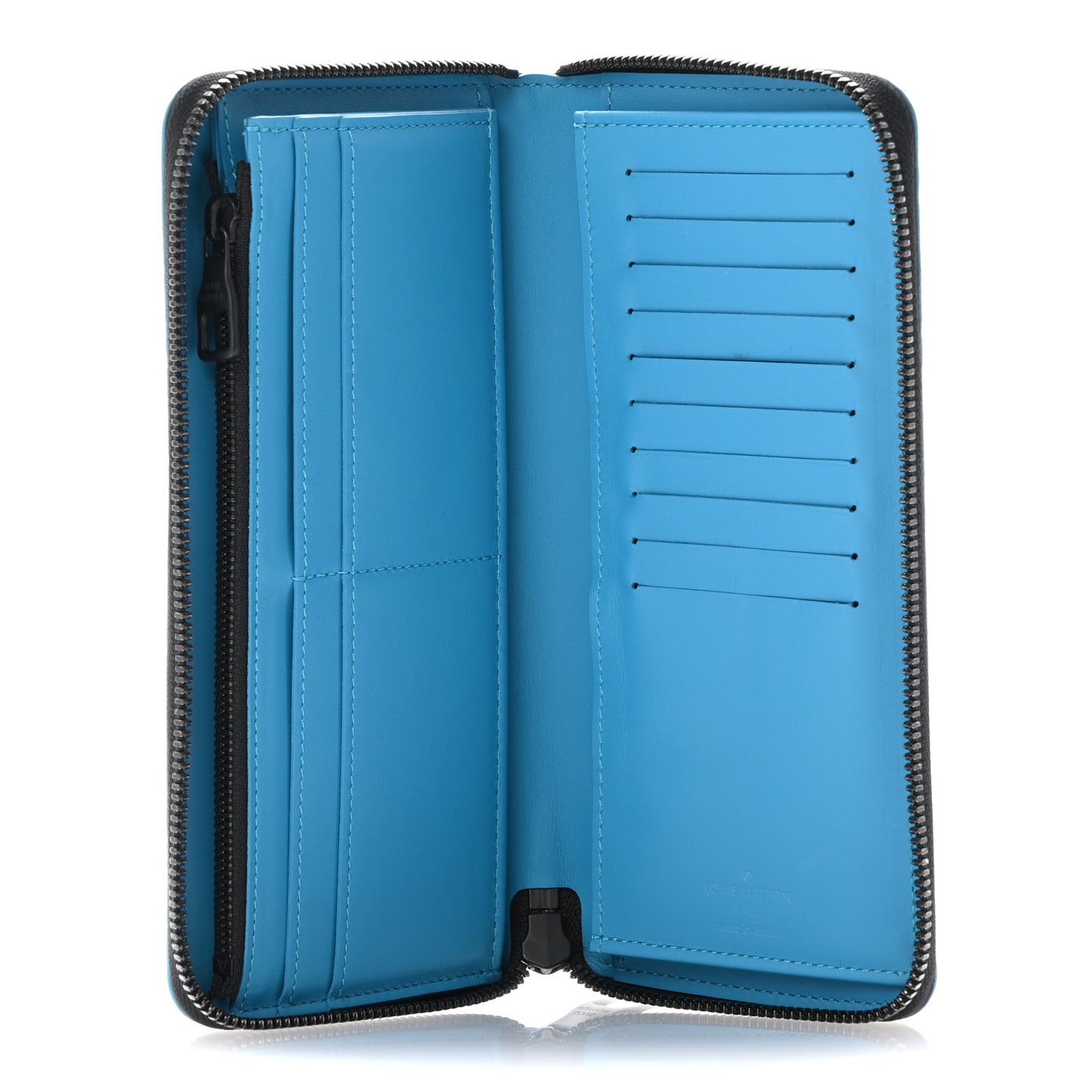 Taurillon Monogram Zippy Vertical Wallet Turquoise