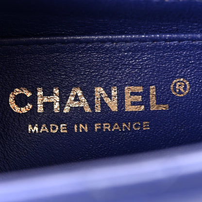 Chanel Lambskin Chevron Quilted Mini Rectangular Flap Blue 6 of 13