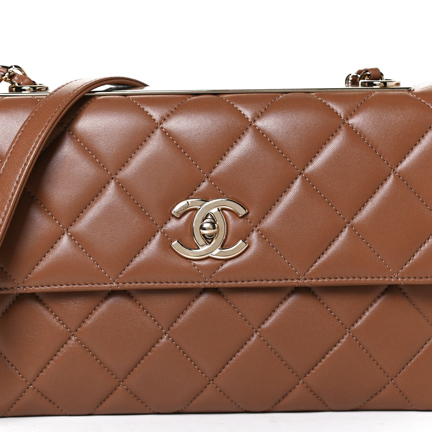 Chanel Lambskin Quilted Medium Trendy CC Flap Light Brown 10 of 12