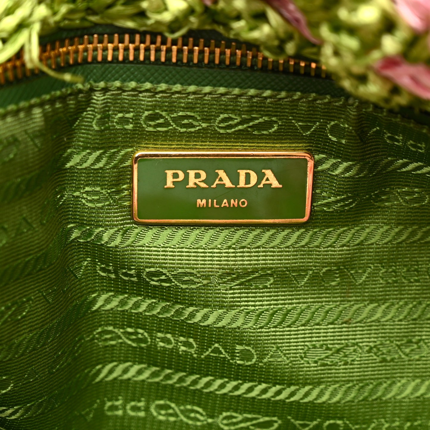 Raffia Crochet Bi-Color Small Tote Prato Rosa