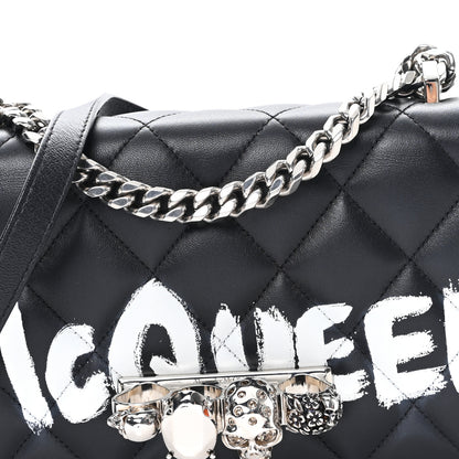 Alexander McQueen Calfskin Quilted Graffiti Knuckle Shoulder Bag Black 7 of 9