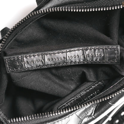 Balenciaga Extra Supple Calfskin Crocodile Embossed Monochrome Le Cagole Shoulder Bag XS Black 8 of 11