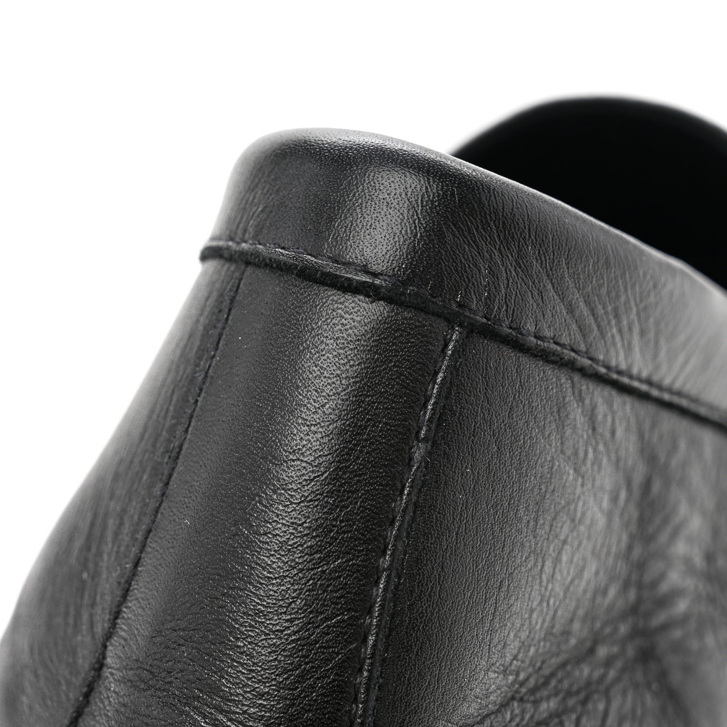 Calfskin Mens Monogram Apron Toe Flat Loafers 42 Black