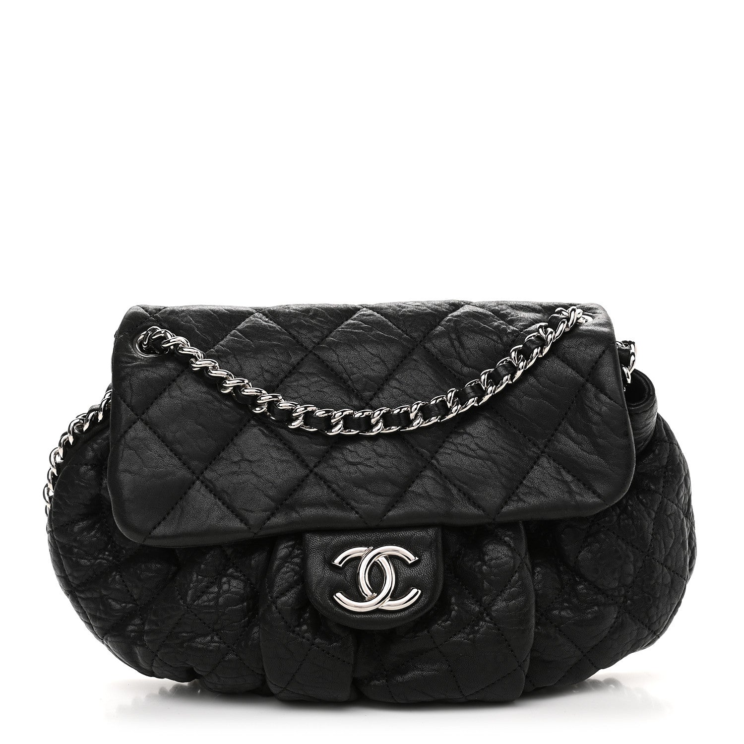 Chanel Washed Lambskin Quilted Medium Chain Around Messenger Black 1 of 9