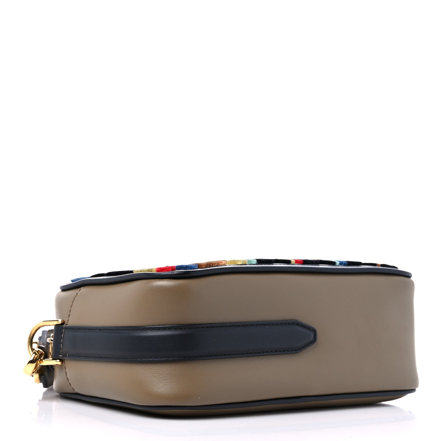 Fendi Vitello Century Velvet F is Fendi FF Multicolor Bi-Color Camera Case Fango Black Multicolor 4 of 12