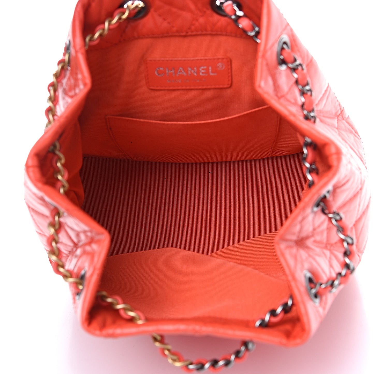 Aged Calfskin Quilted Small Gabrielle Backpack Orange