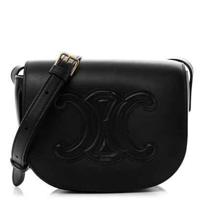 Celine Smooth Calfskin Cuir Triomphe Folco Crossbody Bag Black 1 of 10