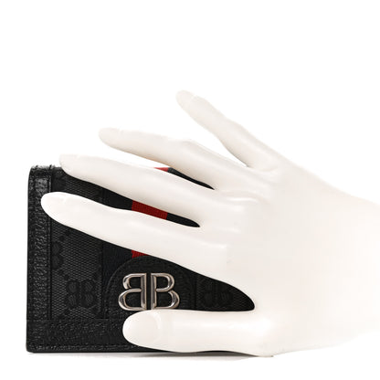 Gucci X BALENCIAGA BB Monogram Web Ophidia Card Case Wallet Black 2 of 9