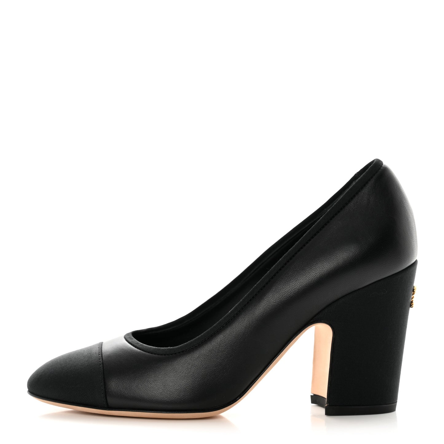 Lambskin Grosgain Cap Toe Pumps 35.5 Black