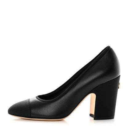 Chanel Lambskin Grosgain Cap Toe Pumps 35.5 Black 1 of 9